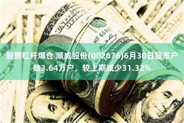 股票杠杆爆仓 顺威股份(002676)6月30日股东户数3.64万户，较上期减少31.32%