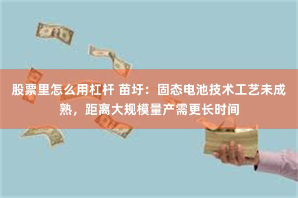 股票里怎么用杠杆 苗圩：固态电池技术工艺未成熟，距离大规模量产需更长时间